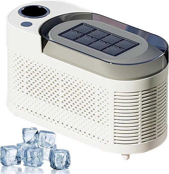 Mini Ice Maker Machine Counter Top for Home, Portable Ice Cube Maker, Dual Power Ice Making Mode, 8 Ice Cubes in 10 Minutes, Energy Saving, Automatic Ice Box for Family, Office, Camping, Car