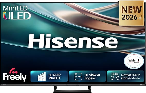 Hisense 50" 50Q8STUK MiniLED 144Hz 4K Ultra HD AI Smart TV with Freely, Netflix, Disney+ and YouTube - Hi-QLED MiniLED, Built-in Subwoofer, Hi-View AI Engine, Hi-QLED Colour, Hands-Free Voice Control