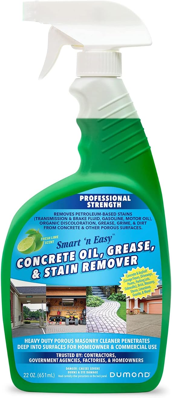 Dumond Smart 'n Easy Concrete Oil, Grease & Stain Remover, Cleans Grime, Dirt & Petroleum-Based Messes from Porous Masonry Surfaces, Garage Floors, Sidewalks, Driveways & More, 22oz Spray