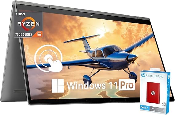 HP Envy x360 2-in-1 Touchscreen Laptop | 15.6" FHD Display | 40GB RAM | 1.5TB Storage (1TB SSD & 500GB P500 Portable SSD Red) | AMD Ryzen 5 7530U | Wi-Fi 6E | Win 11 Pro