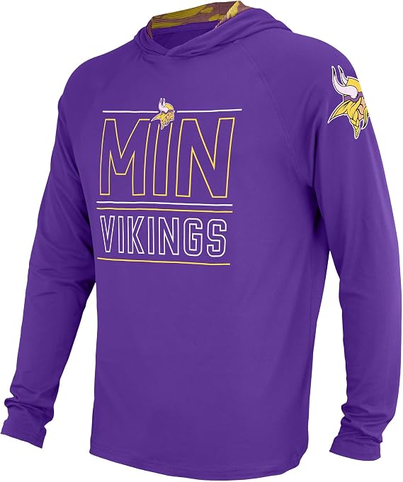 Zubaz NFL Men's Team Color Pullover Hooded Active Shirt With Outline Graphics And Camo Lines Accents