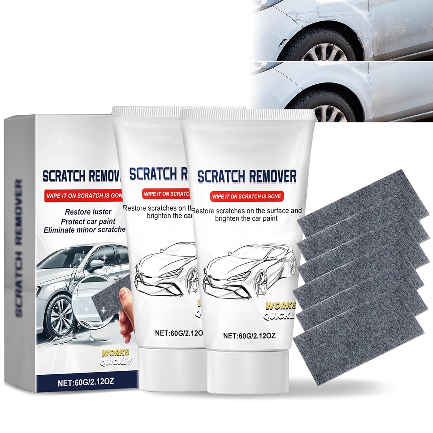 Nano Sparkle Cloth Car Scratch Remover, 2025 New Upgrade Magic Nano Cleaning Cloth Scratch Remover for Deep Scratch Repair2PCS O