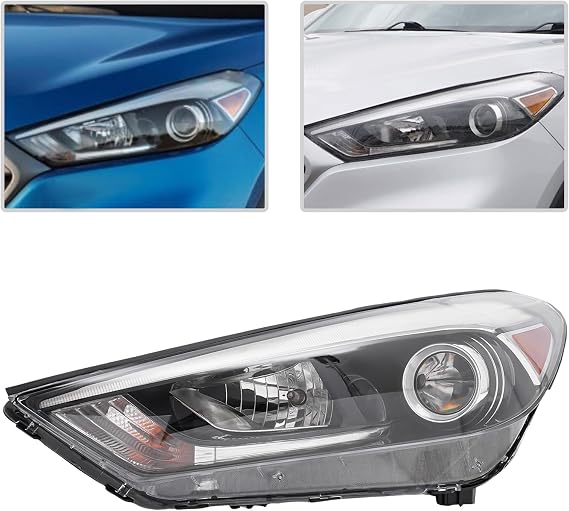 Left Halogen LED Headlight for 2016 2017 2018Hyundai Tucson Headlights w/LED DRL & Bulbs, 92101-D3000 (Driver Side)