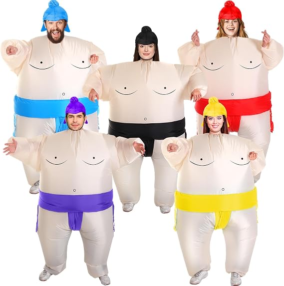 Unittype 5 Pack Inflatable Sumo Costume Adult Kids Blow up Wrestling Suits Inflatable Costumes for Cosplay Birthday Party
