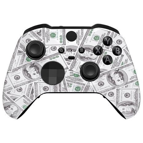 eXtremeRate The 100 Cash Money Faceplate Cover, Soft Touch Front Housing Shell Case Replacement Kit for Xbox One Elite Series 2, Xbox Elite 2 Core Controller Model 1797 - Accent Rings Included