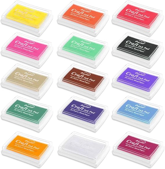 15PCS Ink Pads for Stamping, Ink Stamp Pad Set, 15 Colours