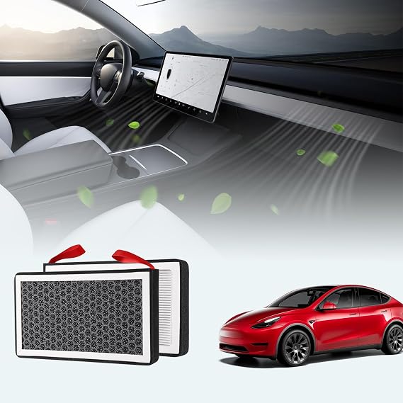 BASENOR HEPA Air Filter for 2026 Tesla Model Y/3 OEM Filter Replacement | Proprietary Design, Cabin Air Filter with Activated Carbon for 2017-2026 Model 3 2020-2026 Model Y