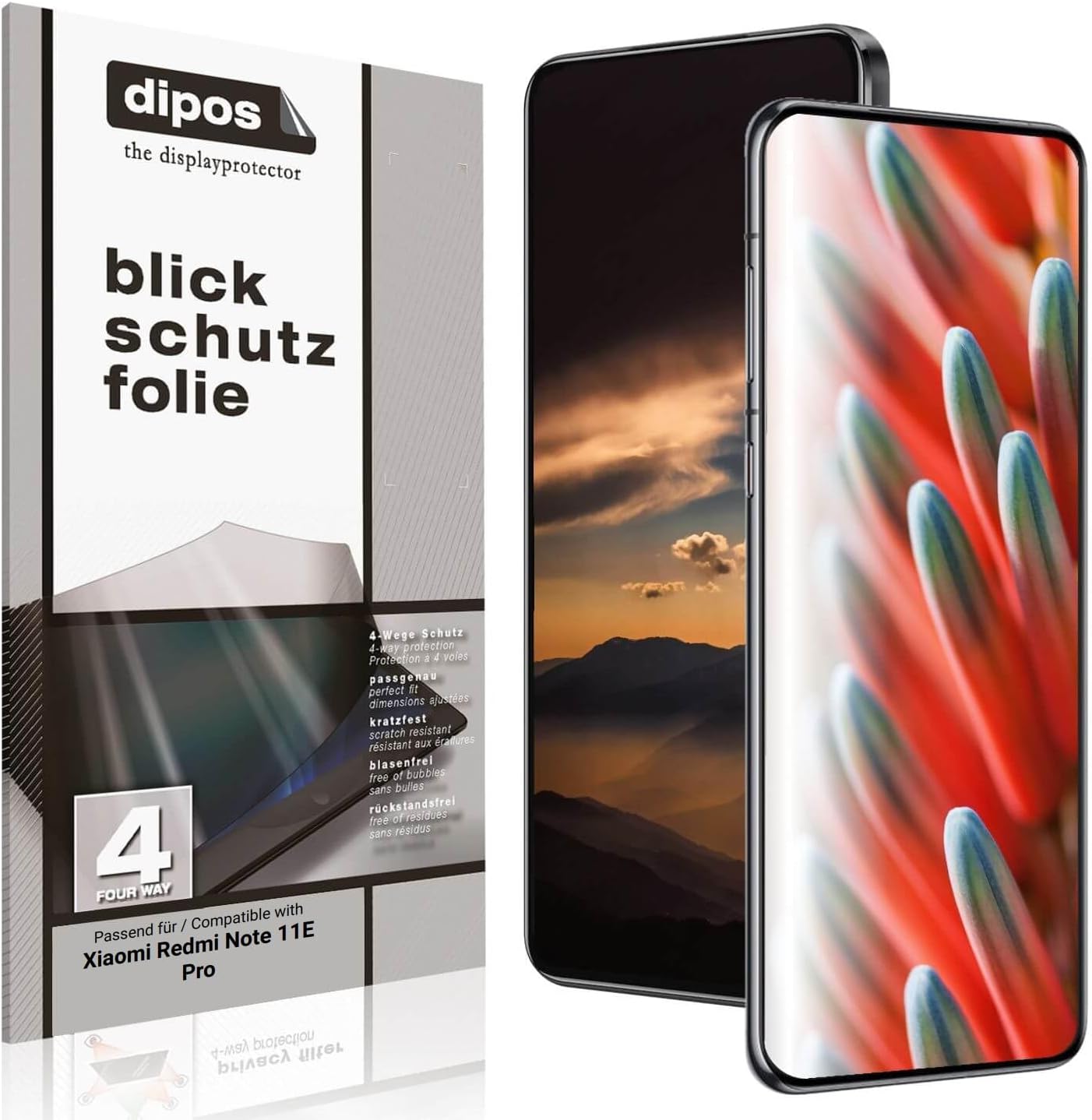 dipos Privacy Screen Protector Compatible with Xiaomi Redmi Note 11E Pro Matte Screen Protector with 4-Way Privacy Effect