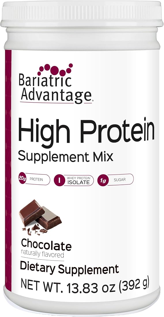 Bariatric Advantage High Protein Supplement Mix, Chocolate, 14 Servings | 20 Grams Whey Protein Isolate, 100 Calories Per Serving, for Bariatric Patients, Iron, Calcium and More