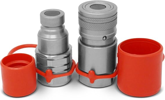 Flat Face Hydraulic Quick Connect Coupler Set, 1/2 SAE (3/4"-16 ORB) Thread