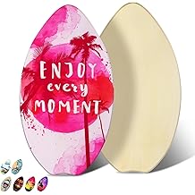 Skimboard 35 inch Skim Board for Kids Adults Wooden Skim Boards with High Gloss Coat for Beach Skimboards for Beginners to Intermediate(Pink Forest)