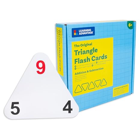 LEARNING ADVANTAGE Original Triangle Flash Cards, Addition & Subtraction | Math Games for Home or Classroom Math