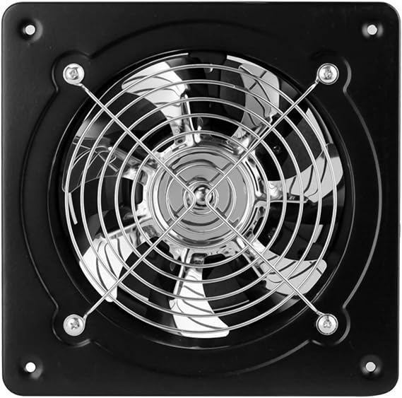WMLBK Wall Mounted Exhaust Fan, Low Noise Extractor Ventilator Fan, Axial Exhaust Blower Flow Exhaust Attic Ventilation for Home Kitchen Bathroom Garage Warehouse Industrial Restaurant (4 inch Black)