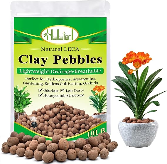 Halatool 8LB Clay Pebbles for Plants 4mm-16mm Lightweight Hydroton Leca Balls for Indoor Potted Plants Hydroponics Gardening Orchids Drainage Decoration Aquaponics