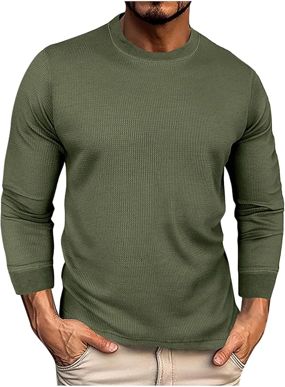 Mens Shirts Casual Stylish Long Sleeve Solid Muscle Fit Pullover T Shirt Regular Fit Shirt Trendy Clothes 2023