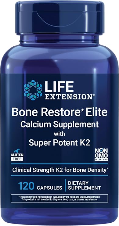 Life Extension Bone Restore Elite with Super Potent K2, 120 Capsules