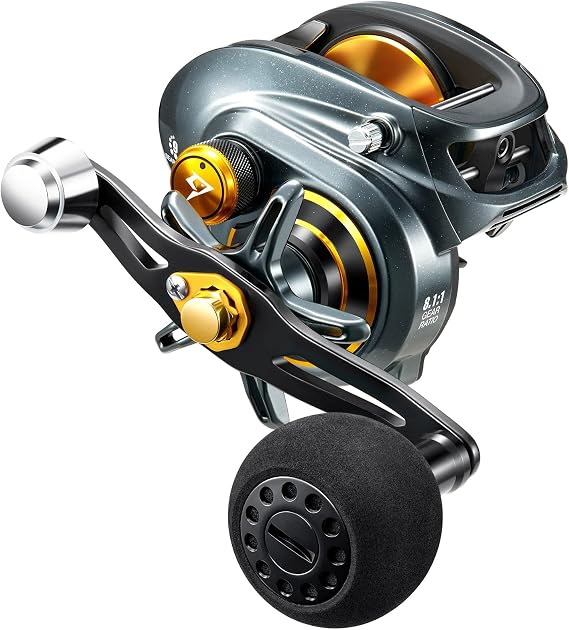 Piscifun Baitcaster Fishing Reel, 300 Size Aluminum Frame Baitcasting Reel, 33Lbs Max Drag, Freshwater & Saltwater Low Profile Casting Reel for Musky, Available in 6.6:1/8.1:1 Gear Ratio