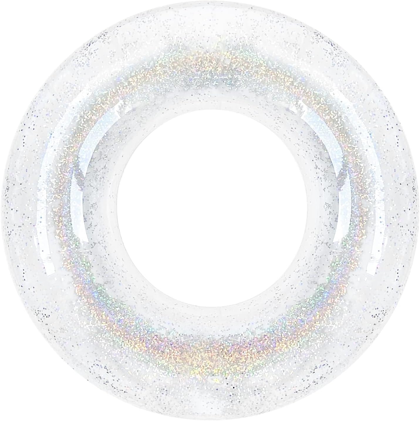 Polita Pool Float, Pool Floats Kids Summer Glitter Pool Tube with Confetti,Tube Pool Toys Beach Party, Transparent Inflatable Floating Tubes for Adults and KidsSilver