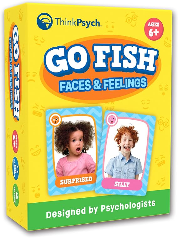 ThinkPsych Go Fish - Faces & Feelings Card Game | Social Emotional Learning Game for Kids Ages 6+ | Learn Emotions Through Play | 2-6 Players | Home, Therapy & Classroom Use