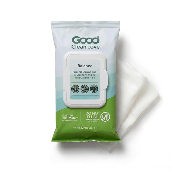 Good Clean Love Balance Feminine Wipes pH-Balanced, Organic Aloe (30 Count)