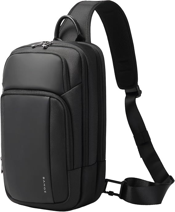 BANGE Sling Bag, Waterproof Shoulder bags with Pad Compartment, Crossbody Backpack for Men