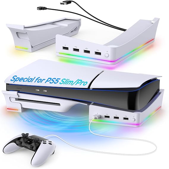 FYOUNG Horizontal Safety Stand for PS5 Pro /PS5 Slim Digital & Disc Edition