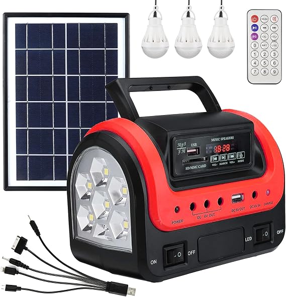 Portable Solar Generator with Panel,Small Power Station for Camping | Compact solar power station with LED lights and USB charging Includes solar panel for camping,travel backup power