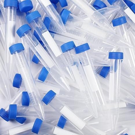 Konohan 200 Pack 15 Ml Centrifuge Tubes Sterile Plastic Test Tubes | Centrifuge Tubes Bulk Graduated Marks, Screw Caps, Conical Bottom, Lab Centrifuge Research Medical Testing Sample Storage