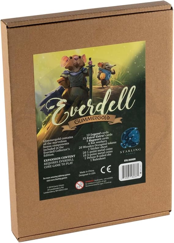 Everdell Glimmergold Upgrade Pack | Collectors Edition Components | Premium Metal Tokens, Legendary Cards, Rats & Deluxe D8 | Enhance Standard Edition