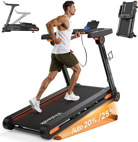Vitalwalk Foldable Treadmill with Incline 25%/20% Auto Treadmills for Home
