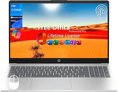 HP 15.6 Touchscreen Laptop Computer, Intel i3-1215UUp to 4.4GHz, Intel UHD Graphics, 64 GB RAM, 2 TB SSD, Long Battery Life, Wi-Fi 6E, Copilot, Windows 11 Pro & Office Pro Lifetime License