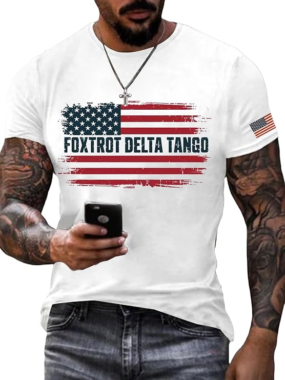 Foxtrot Delta Tango Shirt Men Fdt Tshirt American Flag Shirt Patriotic Shirts