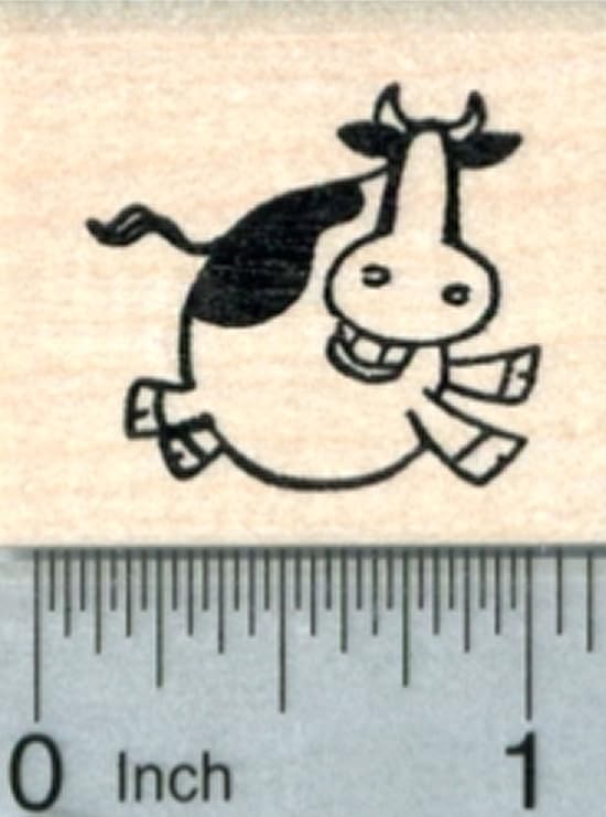 Cow Jumping Rubber Stamp