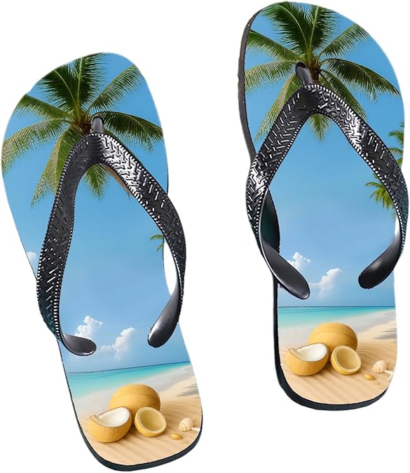 Muka Sublimation Custom Sandals, Personalized Flip Flops, Beach Fashion | 1 pair included, rubber sole, 0.5 inch thickness, anti-slip outsole, lightweight feel, for beach, spa, pool, resort use