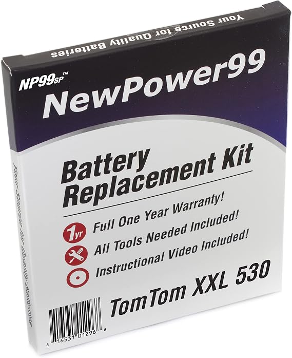 NewPower99 Battery Replacement Kit with Battery, Video Instructions and Tools for Tomtom XXL 530