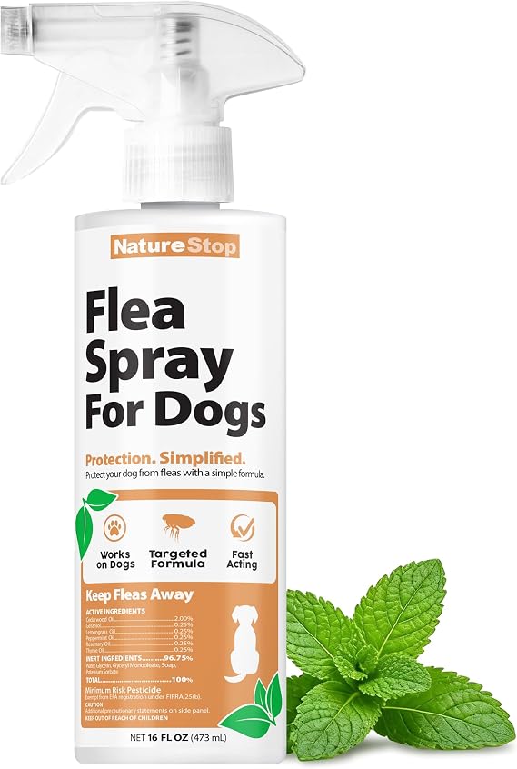 Flea Spray for Dogs (16oz) | Repels Fleas, Pet-Safe Formula, For Dogs & Pet Areas, Indoor & Outdoor Use, Made in USA
