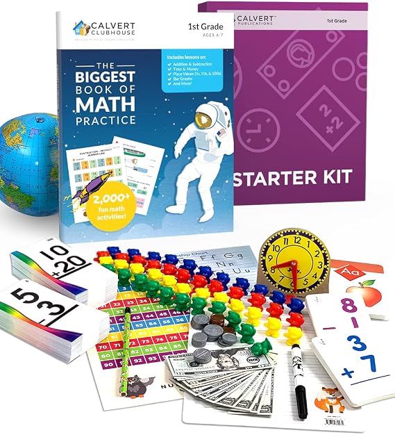 Calvert 1st Grade Starter Kit and Clubhouse Biggest Book of Math Practice