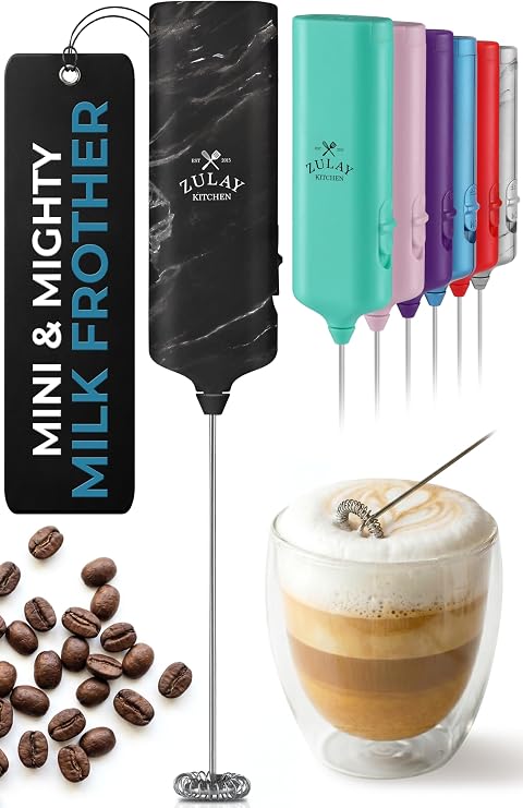 Mini & Mighty Milk Frother Wand Powerful Handheld Coffee Frother, Battery Operated Drink Mixer Compact Pocket Size Detachable Whisk for Latte, Cappuccino, Matcha, Hot Chocolate