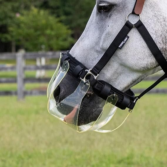 Flexible Filly Grazing Muzzle | Lightweight Safe Comfortable Ventilated Equine Slow Feed Halter Mounting Clear Horse Mask, Cob/Horse, 2.5+ cm Hole