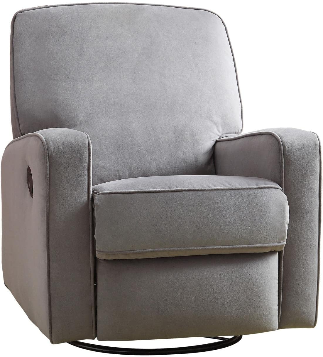 Pulaski Sutton Swivel Glider Recliner, Zen Grey with Stella Piping