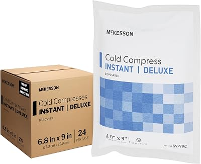 McKesson Cold Compress Instant Ice Pack [24 Pack] Disposable, Ice Packs for Injuries and Pain Relief, 6.8 in x 9 in