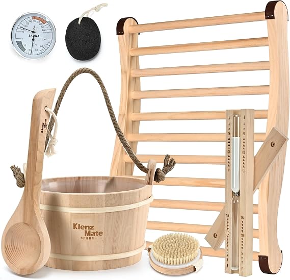 Sauna Backrest & 6Pcs Sauna Bucket and Ladle Set