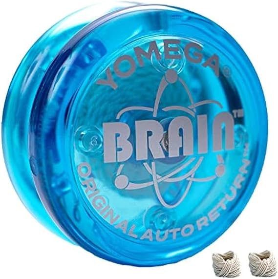 Yomega The Original Brain - Professional Yoyo for Kids and Beginners, Responsive Auto Return Yo Yo Best for String Tricks + Extra 2 Strings & (Blue)