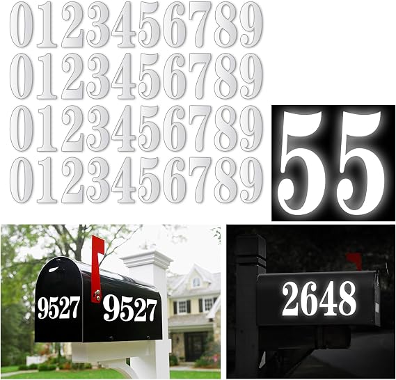 Kattykitty White Mailbox Numbers for outside, Vinyl Waterproof Mailbox Number Stickers, Address Numbers for House, House Numbers for Outside(2 inch, 12 sets)