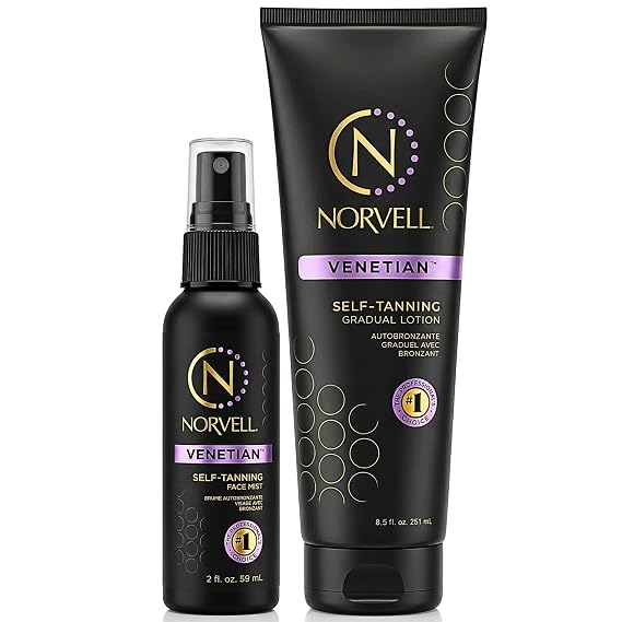 Norvell Venetian Sunless Self Tanner Gradual Color Extender Moisturizing Lotion and Tanning Mist for Face