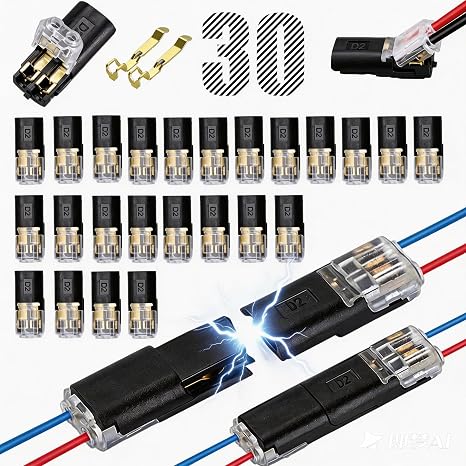 30PCS Double Wire Plug in Connector with Locking Clasp