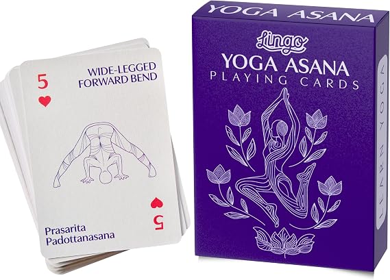 Lingo Yoga Playing Cards | Pose Card Deck with Instructions for All Levels & Beginners | Home Practice, Workout & Self-Care Gift | Portable Sequence Builder for Adults