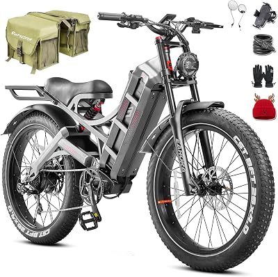 eAhora 2026 Romeo Pro 3 5600W 50Mph High-Torque Ebike, 60V 80Ah 250-Mile Long Range Electric Bike for Adults, Adjustable Air Suspension, 26 Puncture-Proof Tire, UL 2849 Certified by TUV