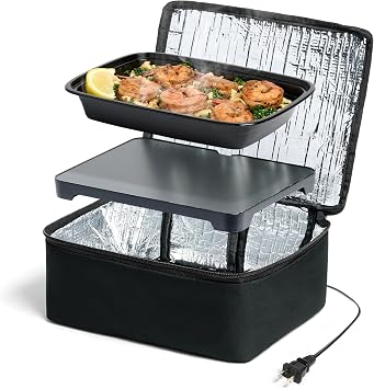 HOTLOGIC Mini Heated Lunch Box- Portable Electric Food Warmer for Men and Women - Great for Work, Office, and Construction - Cook, Reheat, and Eat on the Go - 120V - Black