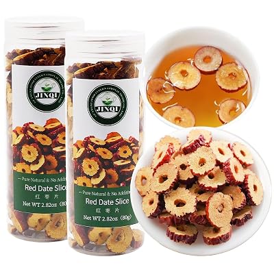 JINQI Dried Red Date Slice 5.64oz160g 2.82oz80g2 Sweet Crispy Dates Jujube slices Jujube Seedless, Holiday Gifts, Tea Gifts, No wash ready to eat